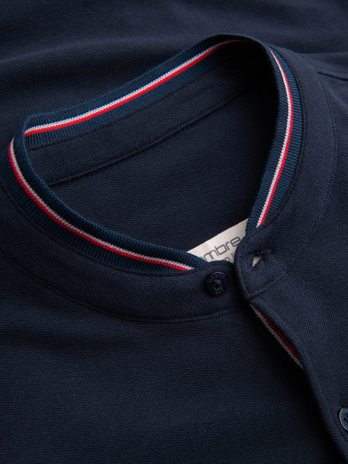 Men's long sleeve knit shirt - navy blue V2 K542