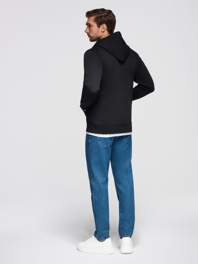 Pánska mikina BASIC na zips s kapucňou - čierna V5 OM-SSBZ-0178