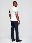 Men's soft knit polo shirt with contrasting stripes - white V1 OM-POSS-0118