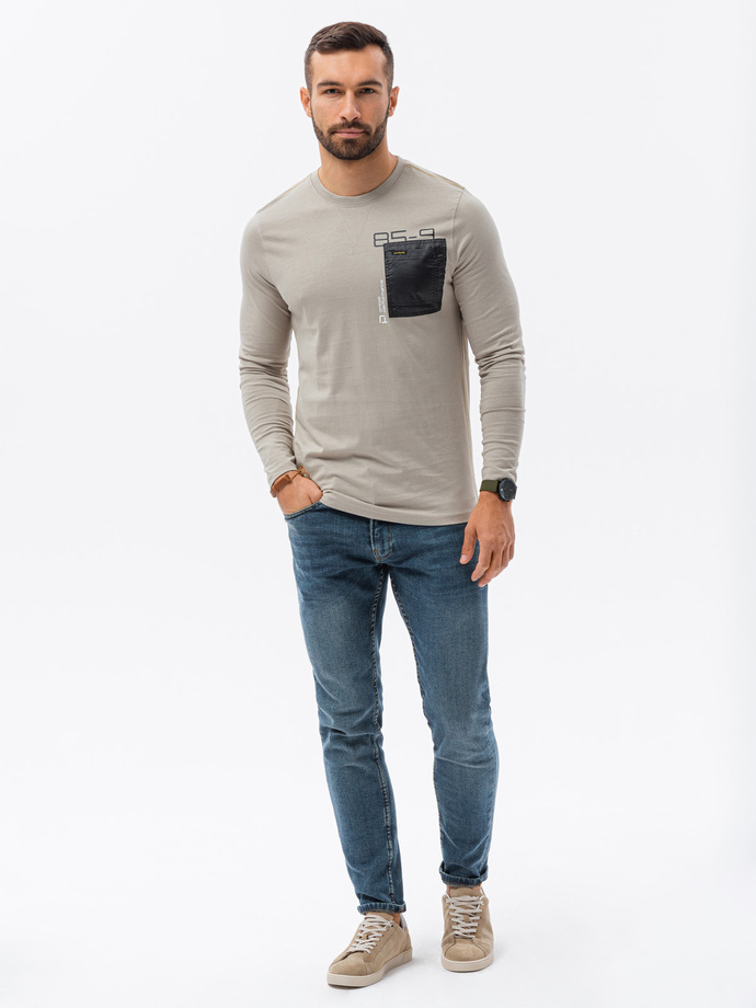 Bluza cu maneca lunga si imprimeu pentru barbati - gri L130