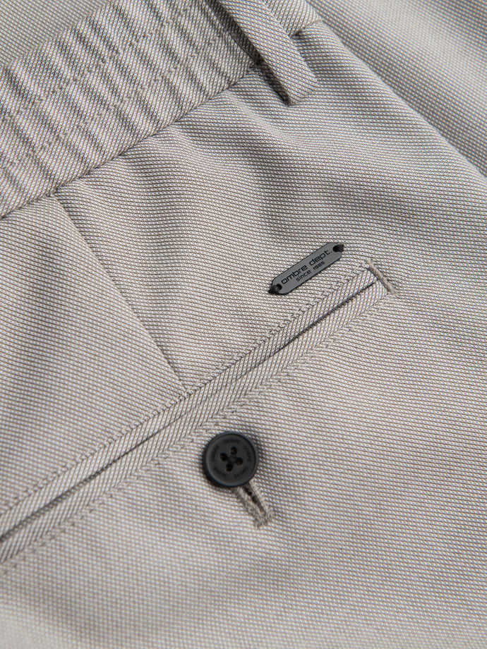 Pánske chino nohavice REGULAR FIT s elastickým pásom - sivo-béžové V1 OM-PACP-0157