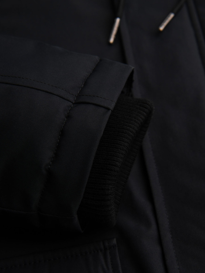 Jachetă parka Classic Long pentru bărbați - negru V6 OM-JAPJ-0313