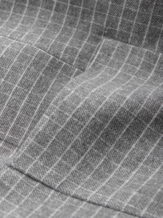 Pánska kockovaná bunda zo zmesi vlny - sivá V1 OM-BLZB-0117