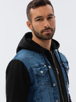 Men's mid-season jeans jacket - jeans/black OM-JADJ-0124
