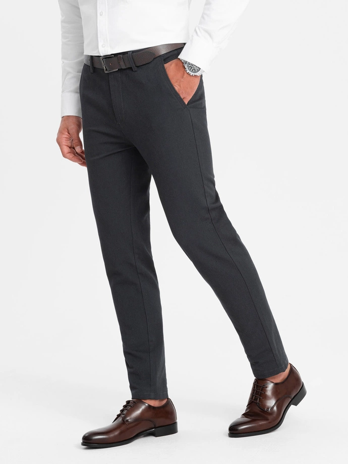 Men's classic chino pants with fine texture - graphite V4 OM-PACP-0188