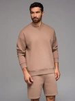 Klasikiniai unisex džemperiai su apvalia iškirpte - rudi V16 OU-SNBC-0104