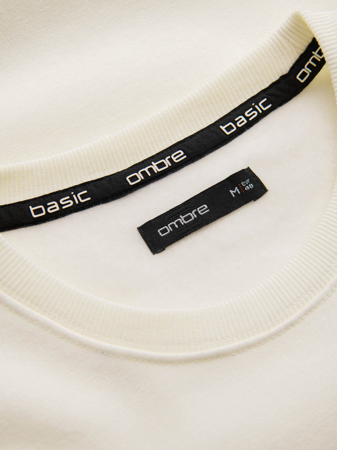 BASIC men's non-stretch cotton sweatshirt - cream V5 OM-SSBN-0159