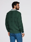 Men's plaid sweater with crew neckline - green V3 OM-SWSW-0151