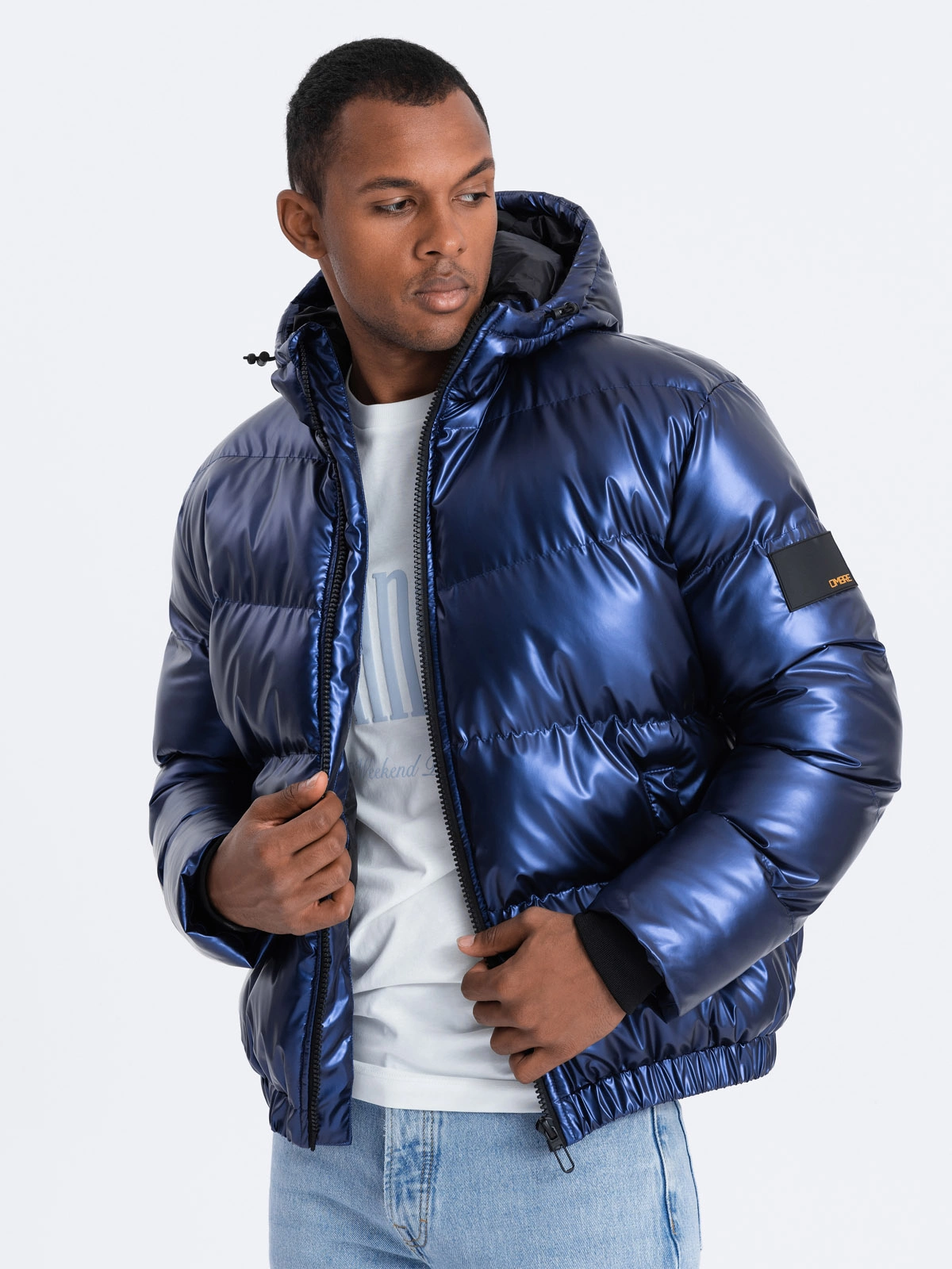 Puffer jacket glossy best sale