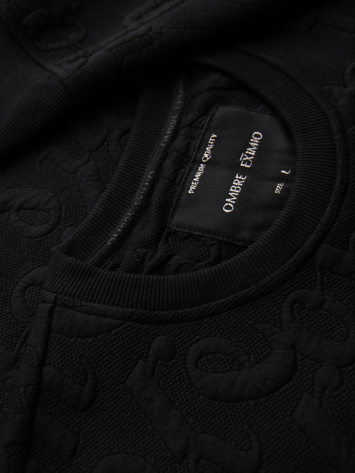 Vyriški RELAXED FIT džemperiai su įspaustais užrašais - juodi V1 B1712