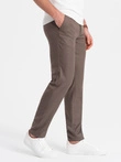 Klasické pánske chino nohavice SLIM FIT - tmavobéžové V2 OM-PACP-0182