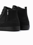 Men's high-top sneakers with decorative zipper - black V1 OM-FOTH-22FW-002