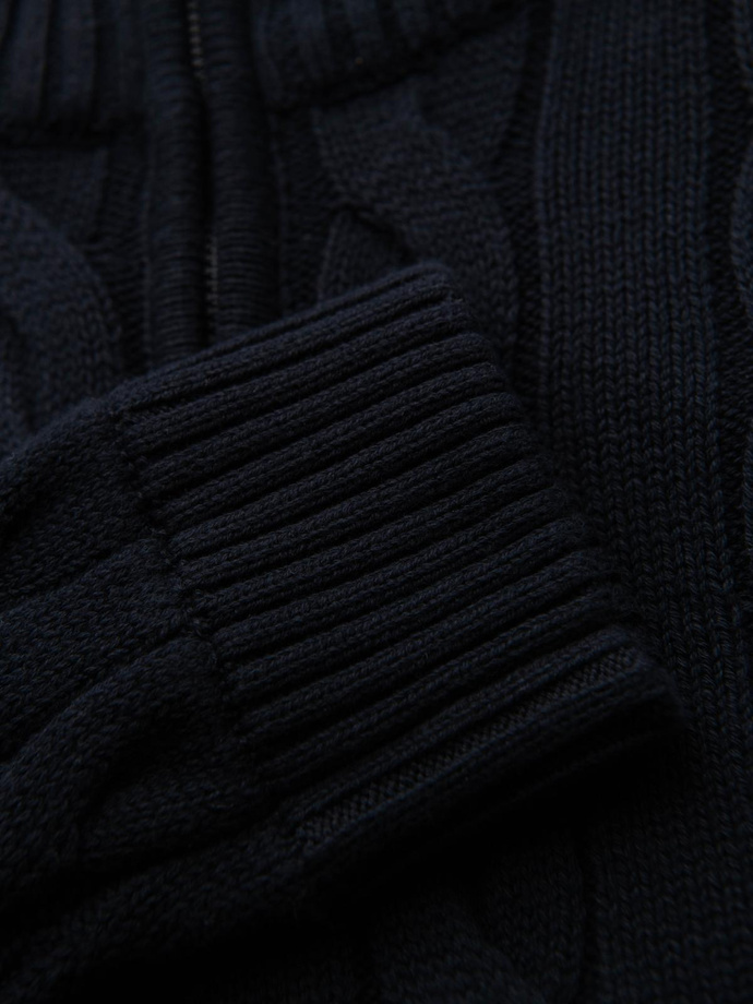 Men's plaid sweater with turtleneck zipper - black V2 OM-SWZS-0138