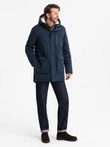 Jachetă lungă sherpa parka pentru bărbați – albastru marin V2 OM-JALJ-0181