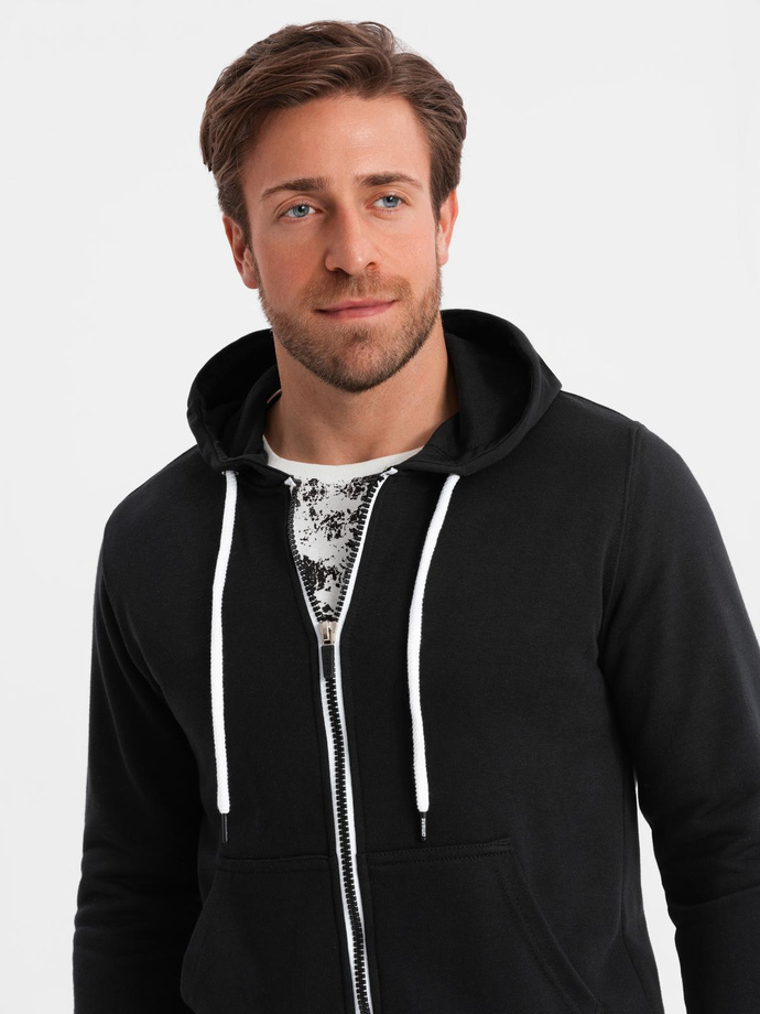 BASIC men's zip-up hoodie - black V1 OM-SSBZ-0118