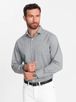 Vyriški REGULAR FIT marškinėliai su kišenėmis - pilki melanžiniai V3 OM-SHCS-0148
