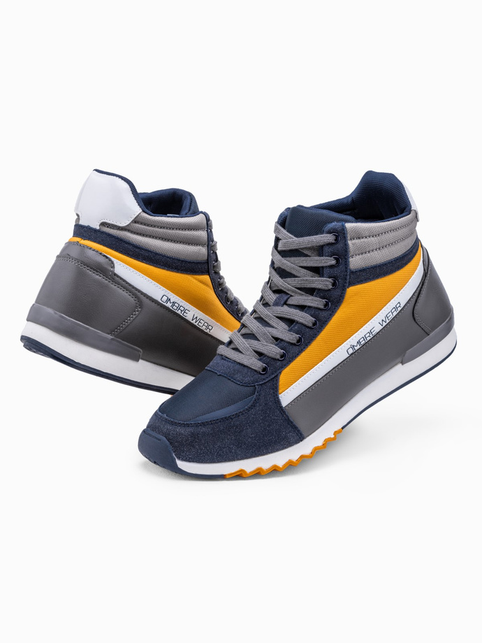 Men's casual sneakers - navy/yellow T358
