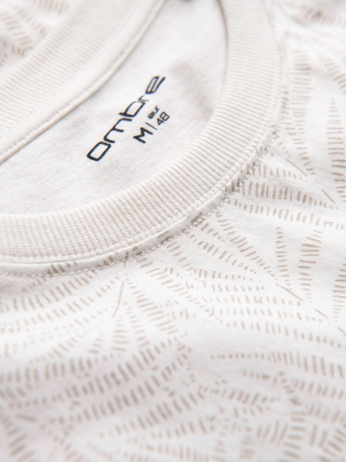 Vyriški marškinėliai su palmių lapais - šviesiai smėlio spalvos V1 OM-TSFP-0182