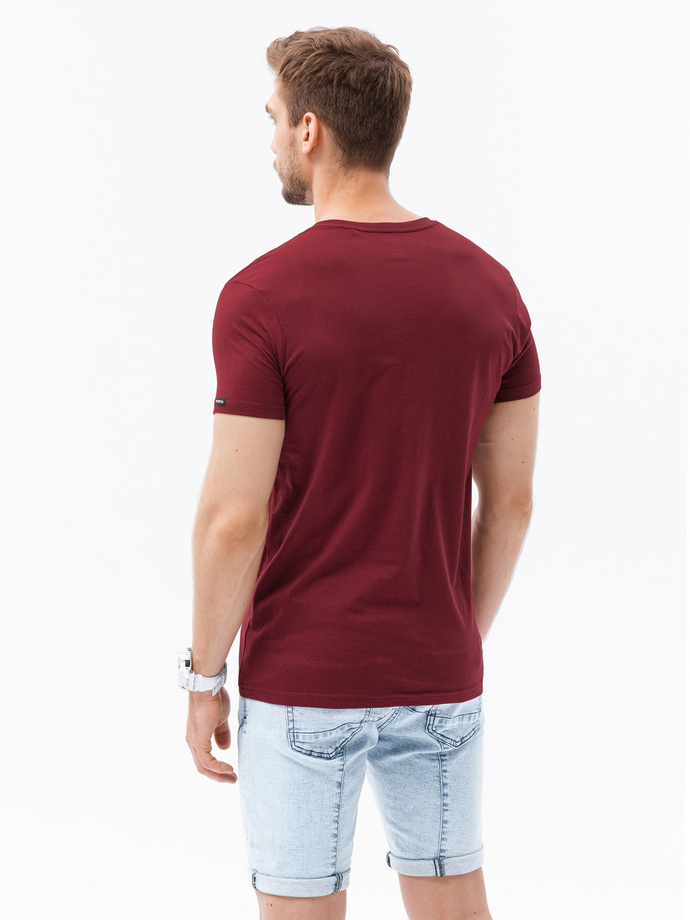 Men's classic BASIC v-neck T-shirt - maroon V10 S1369
