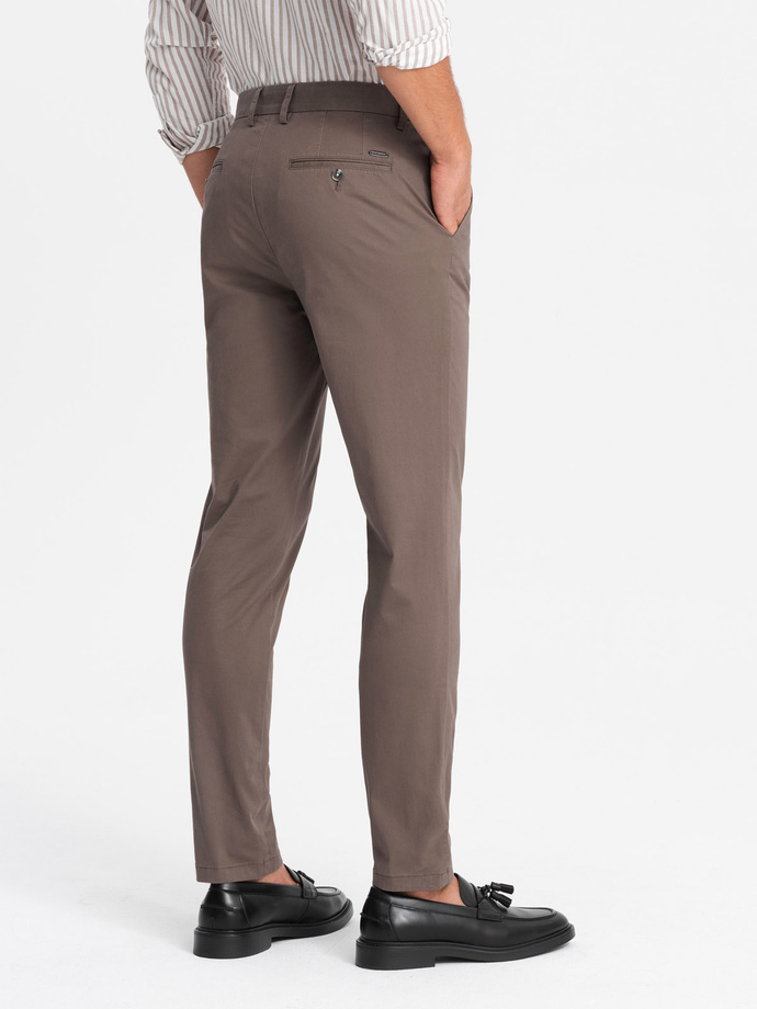 Vyriškos uniforminės chino kelnės REGULAR FIT - rudos V1 OM-PACP-0183
