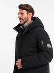 Pánská dlouhá sezónní bunda outdoorového stylu - černá V1 OM-JALJ-0202