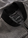 Jachetă bomber din denim pentru bărbați cu efect de spălare cu pietre - gri V1 OM-JADJ-0163