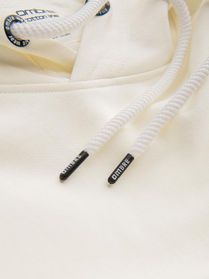Men's BASIC kangaroo hooded sweatshirt - cream V11 B1674