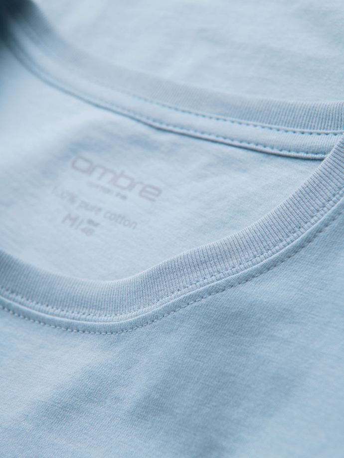 Pánské klasické bavlněné tričko BASIC - světle modré V19 OM-TSBS-0236