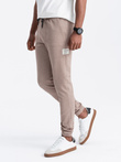 Pantaloni de trening bărbătești din tricot structurat - cafea V2 OM-PASK-0211