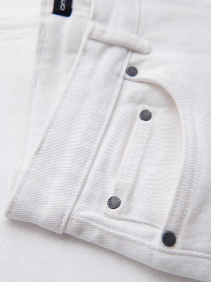 Pánské džínové šortky s ohrnutou nohavicí - bílé V1 OM-SRDS-0162