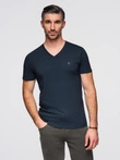 Tricou V-NECK pentru bărbați cu elastan - albastru marin V2 OM-TSCT-0106