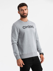 Classic men's sweatshirt with inscription - gray melange V1 OM-SSPS-0181 OM-SSPS-0181