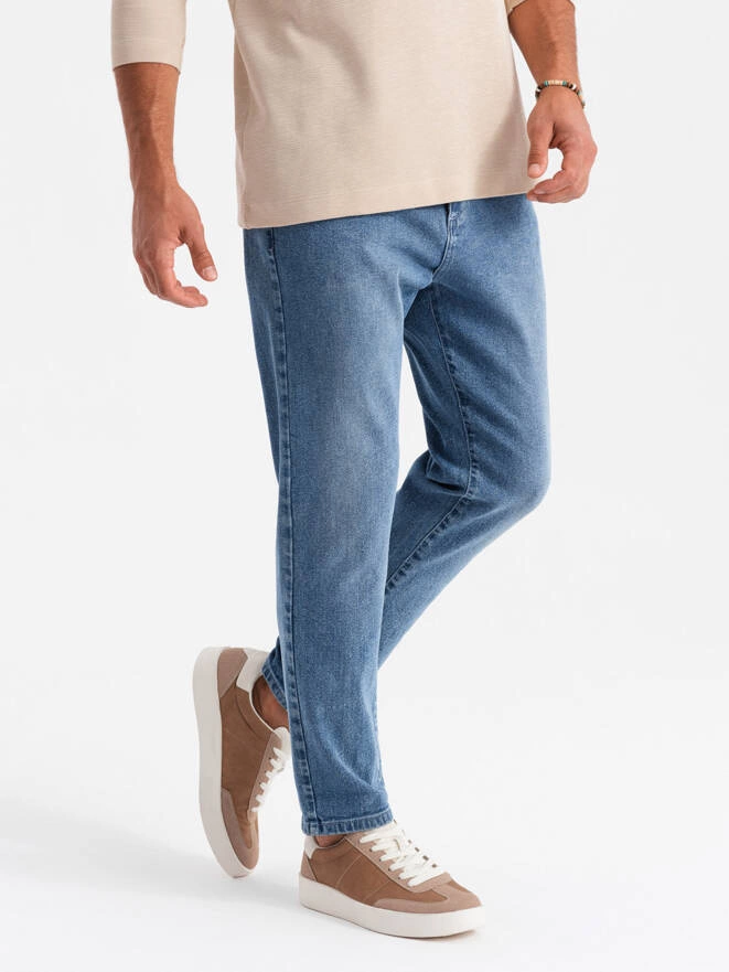 Pantaloni din denim CARROT FIT pentru bărbați cu frecare subtilă - albastru V1 OM-PADP-0162