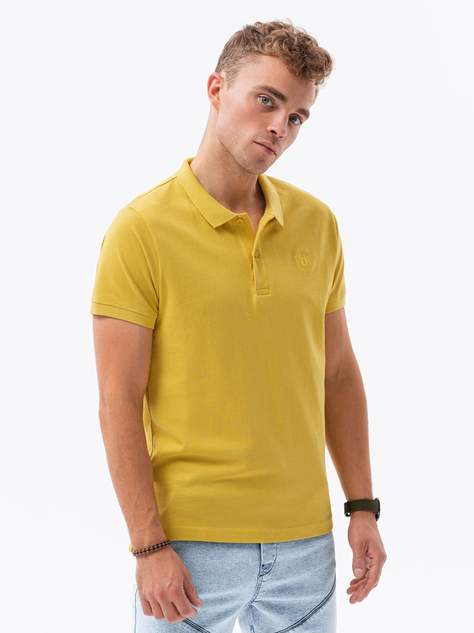 Tricou polo bărbătesc din tricot piqué - galben S1374