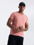 BASIC men's classic cotton tee-shirt with a v-neck - pink V7 OM-TSBS-0145