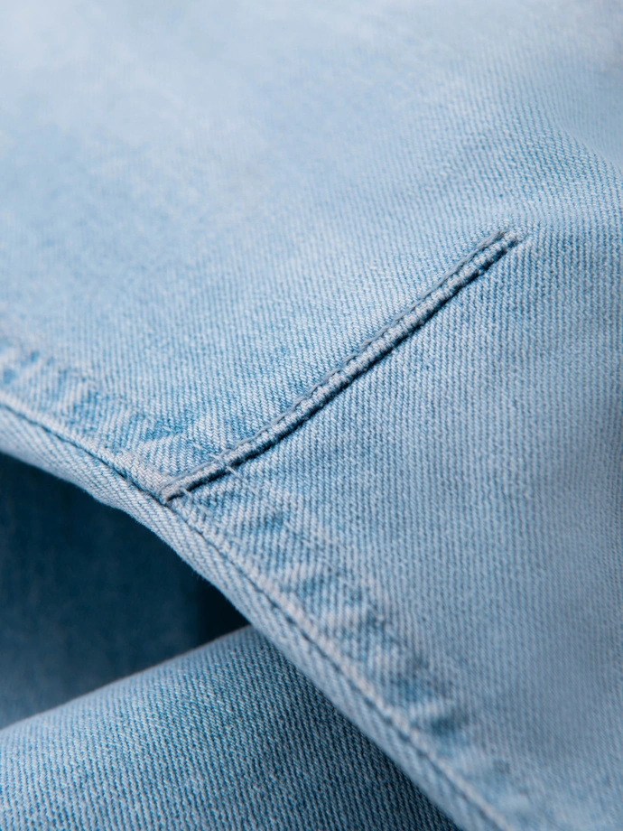 Pantaloni JOGGERS din denim cu efect de spălare pentru bărbați - albastru deschis V1 OM-PADJ-0267