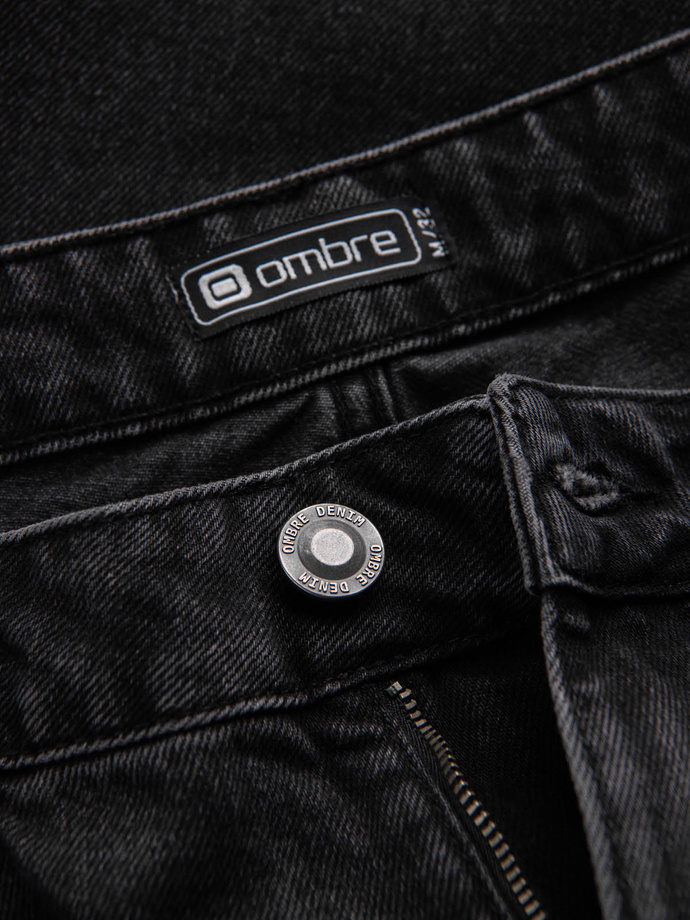 Pantaloni de bărbați din denim cu găuri - negru V2 P1028