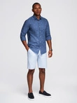 Klasikiniai vyriški medvilniniai SLIM FIT marškiniai su palmėmis - tamsiai mėlyni V5 OM-SHCS-0156