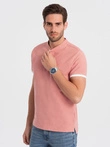 Tricou polo fără guler pentru bărbați - roz V7 OM-TSCT-0156