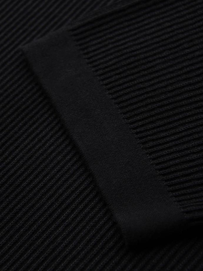 Tricou tricotat pentru bărbați cu nasturi la decolteu - negru V2 OM-TSCT-0254