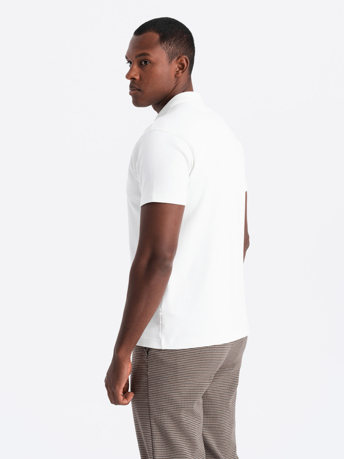Men's polo shirt with zippered collar - white V1 OM-POSS-0132