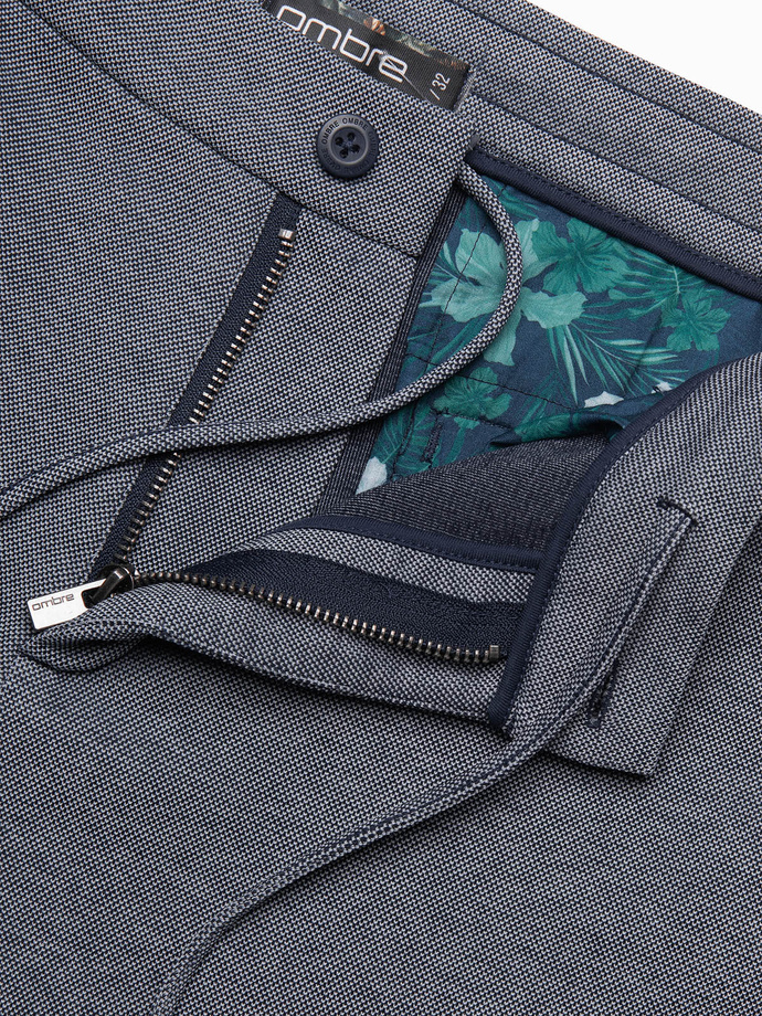 Pantaloni scurți pentru bărbați din tricot melange bicolor - albastru marin V1 OM-SRCS-0127