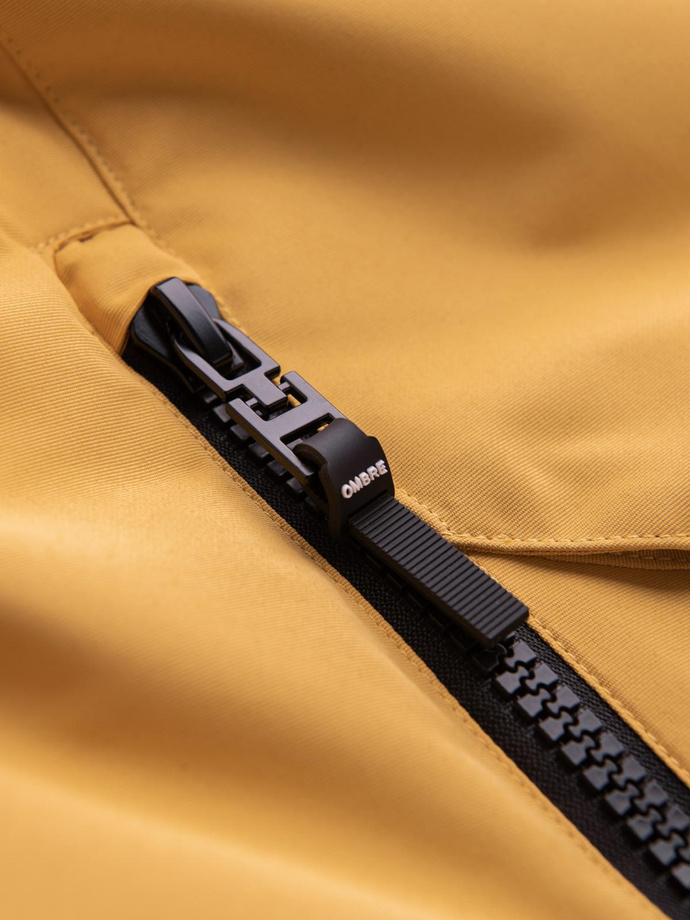 Pánska dlhá zateplená bunda s reflexnými prvkami - žltá V2 OM-JALJ-0169