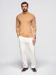 Men's plain turtleneck longsleeve - light brown V5 OM-LSCL-0130