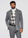 Men's knitted jacket with a fitted cut - light grey V2 OM-BLZB-0100