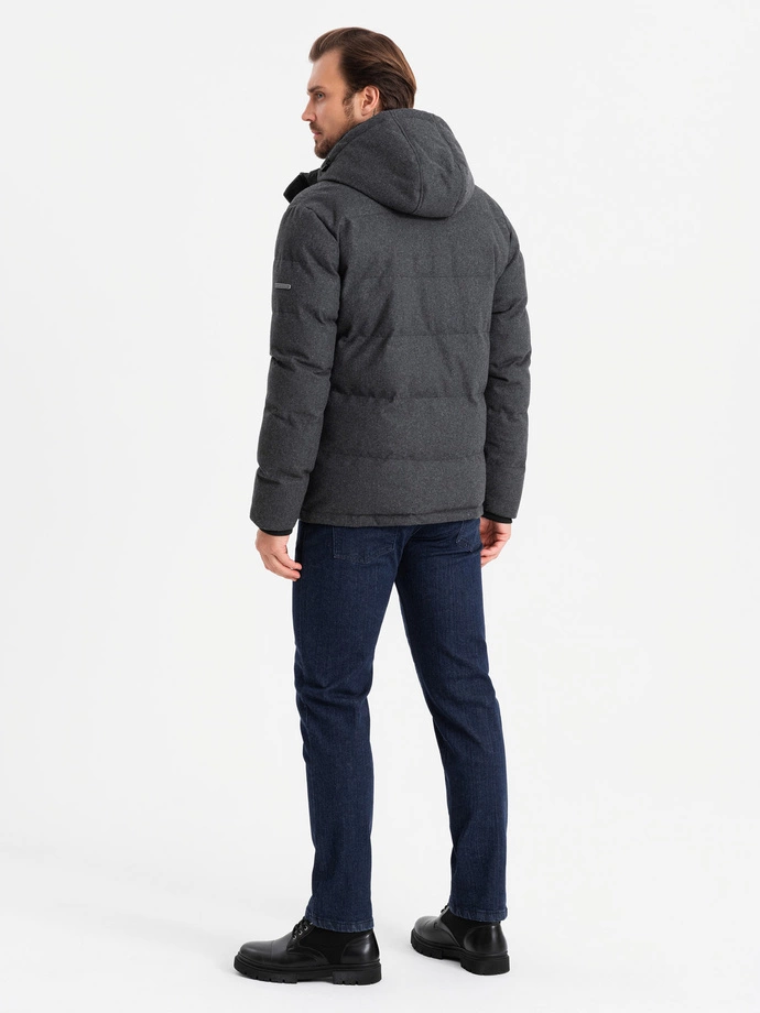 Pánska ľahká bunda so sieťovanou podšívkou a kapucňou - čierna V4 OM-JANP-0149