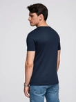 Classic BASIC men's cotton T-shirt - navy blue V2 OM-TSBS-0236