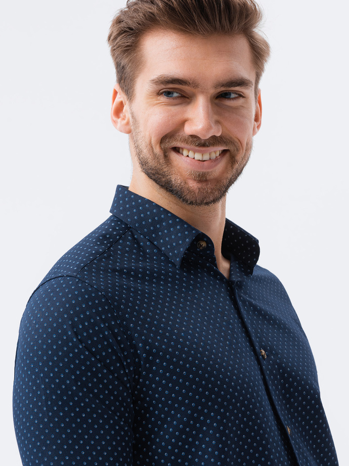 Camasa cu maneca lunga barbati - bleumarin K616