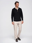 Men's sweater with viscose and spread neckline - black V2 OM-SWZS-0124