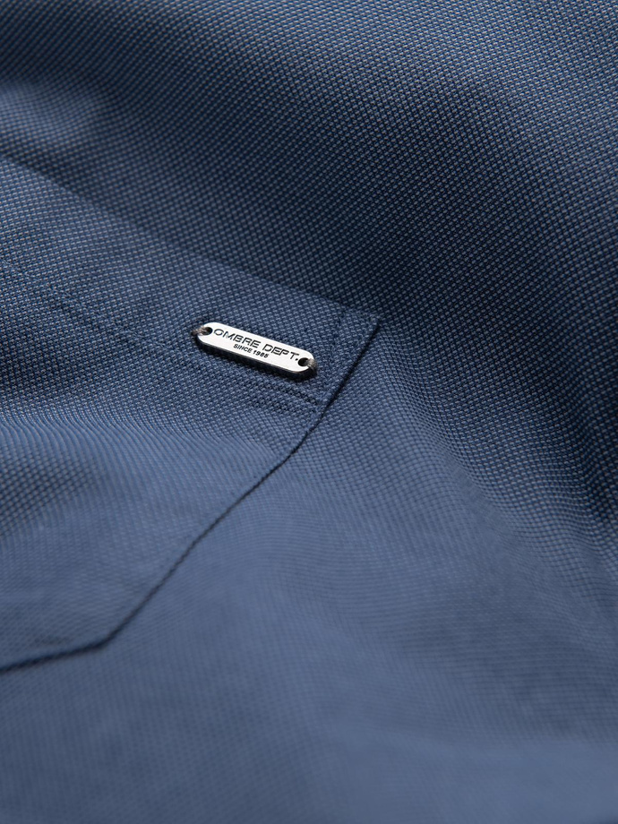 Vyriški medvilniniai REGULAR FIT marškiniai su kišenėmis - mėlyni V3 OM-SHCS-0147